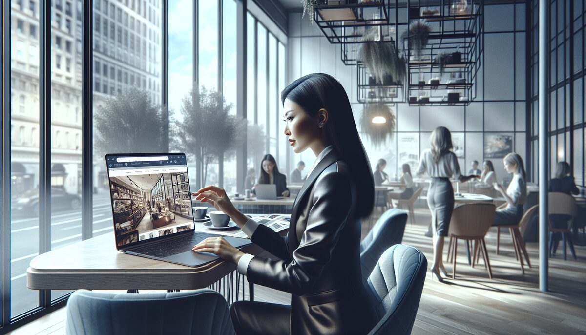 Business owner working on laptop